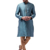 Men's Aqua Silk Blend Straight Kurta Pyjama Set