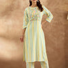 Dhiyona IE Women Floral Embroidered Regular Thread Work Pure Cotton Kurta with Trousers