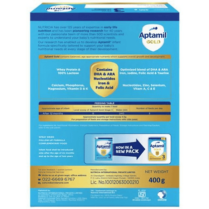 Aptamil Gold Follow-Up Formula Stage 3 Powder (From 12 Months Onwards) - Indyancart