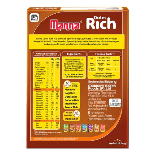 Manna Dates Rich Baby Food With Sprouted Grains & Dates - Indyancart