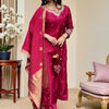 Indyancart SN Women's Embroidered Calf Length Regular Straight Kurta & Pyjamas With Dupatta