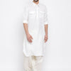 Men's Cream Cotton Blend Pathani Pathani Kurta Set