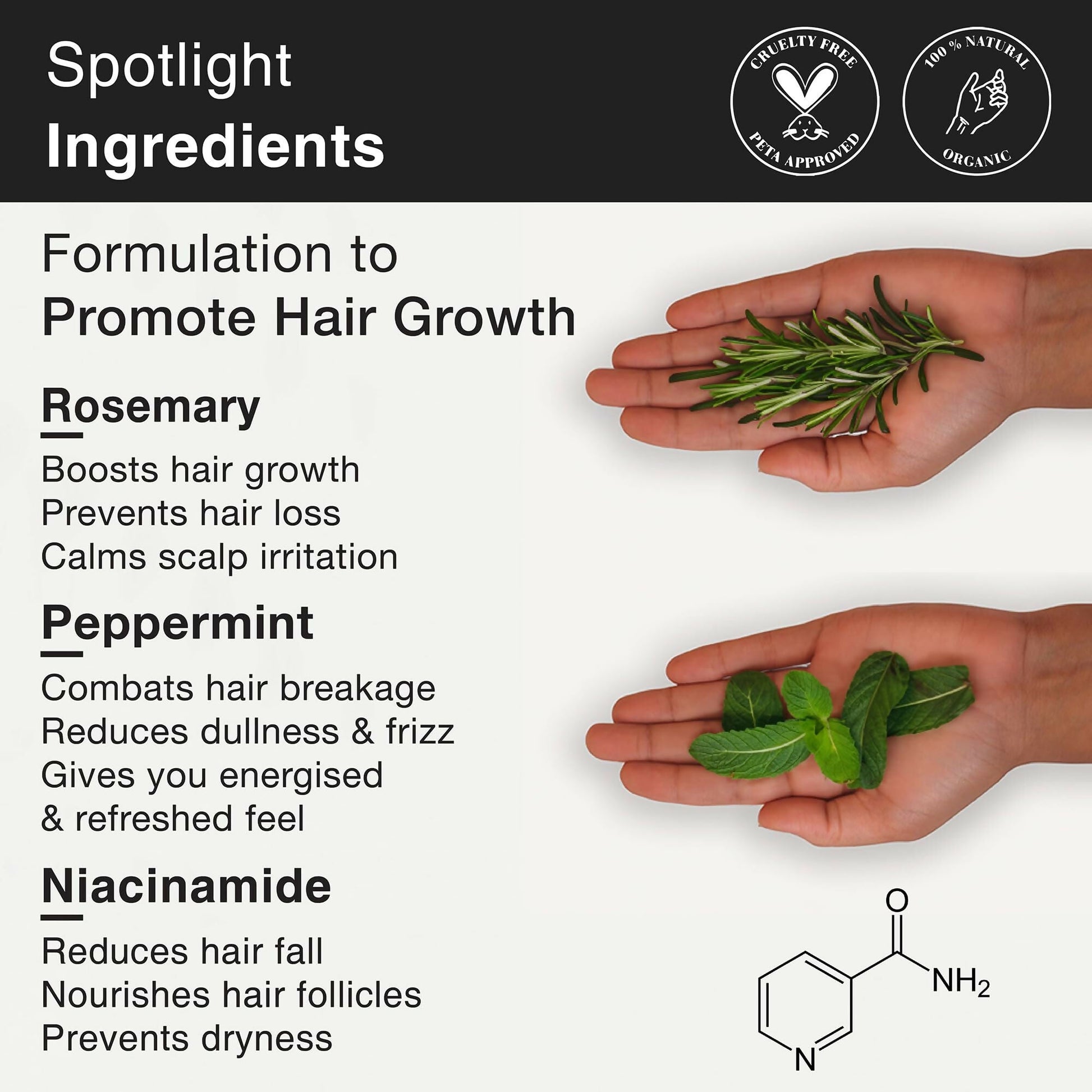 Soulflower rosemary water spray with mint for hair growth, frizz control, scalp health, and damage protection in a spray bottle