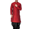 Men's Maroon Silk Blend Straight Kurta and Dhoti Set
