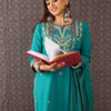 Dhiyona IE Women Embroidered Straight Kurta Trousers With Dupatta Set