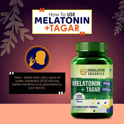 Himalayan Organics Melatonin 10 mg + Tagar 250 mg Tablets - Limited Time Offer
