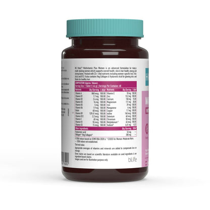 HK Vitals Multivitamin Plus Women Ayurvedic Tablets, showing a bottle of dietary supplement tablets designed for women's health.