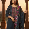 Dhiyona IE Floral Embroidered Thread Work Pure Cotton Kurta With Trousers & Dupatta