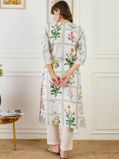 Indyancart IE Printed Linen Tunic With Trousers Co-Ords