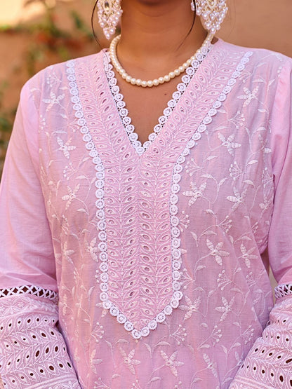 Women Ethnic Motifs Embroidered Cotton Kurta with Trousers & Dupatta