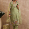 Dhiyona IE Floral Embroidered Straight Thread Work Kurta With Trousers & Dupatta