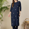 Dhiyona IE Ethnic Motifs Embroidered Straight Kurta With Trouser