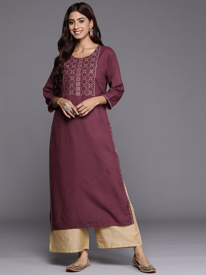 Indyancart IE Pack of 2 Yoke Embroidered Thread Work Kurta