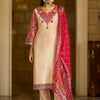 Dhiyona IE Ethnic Motifs Printed V-Neck Thread Work Kurta With Trousers & Dupatta