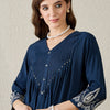 Dhiyona IE Embroidered V-Neck Tunic With Trousers