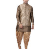 Men's Gold Silk Blend Straight Jacket  Kurta and Dhoti Set