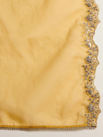 Floral Embroidered Kurta With Trousers & Dupatta