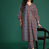Dhiyona IE Pleated Checked Cotton Kurta with Palazzos