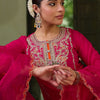 Indyancart IE Women Ethnic Motifs Embroidered Regular Thread Work Kurta with Trousers & With Dupatta