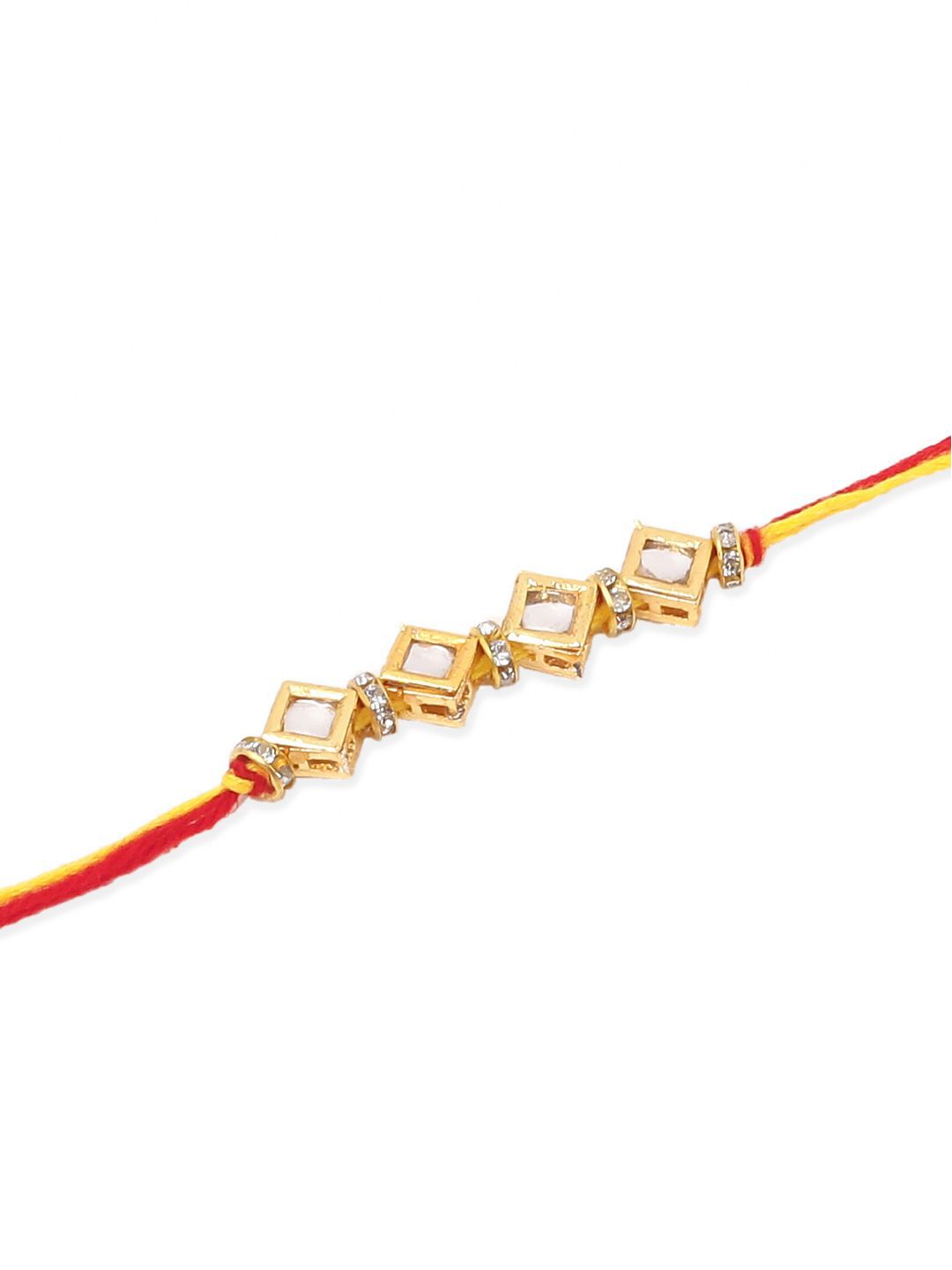 Anouk Kundan Studded Bhaiya Bhabhi Rakhis With Roli Chawal Chandan & Mishri