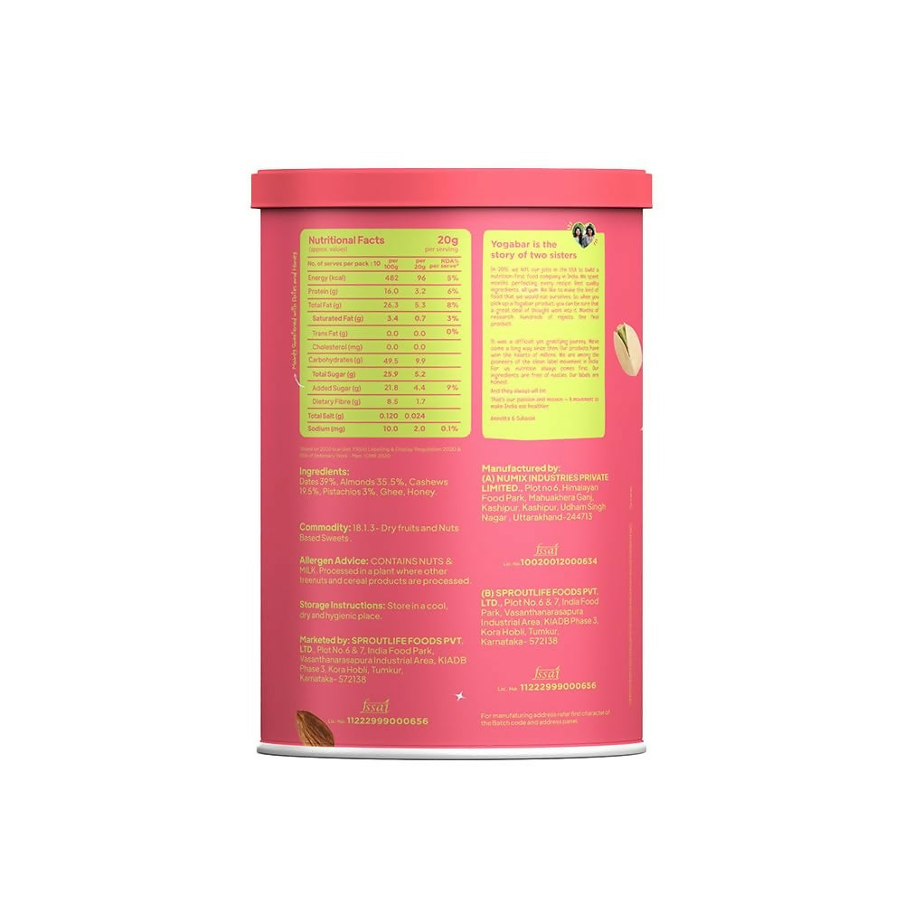 Yoga Bar Protein Date Minis – 16g Protein, No Refined Sugar, Dates & Nuts Snack