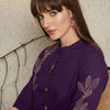 Dhiyona IE Floral Embroidered Mandarin Collar Thread Work Pure Cotton Kurta With Trousers