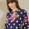 Dhiyona IE Printed Mandarin Collar Three-Quarter Sleeves Pure Cotton Tunic And Trousers
