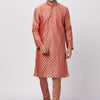 Men's Pink Cotton Blend Straight Kurta Pyjama Set