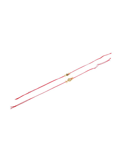 Anouk Pack Of 2 Swastik Desgin Bhaiya Bhabhi Rakhi With Roli Chawal Chandan Mishri