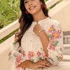 Dhiyona IE Women Floral Printed Mandarin Collar Pure Cotton A-Line Kurta with Trousers