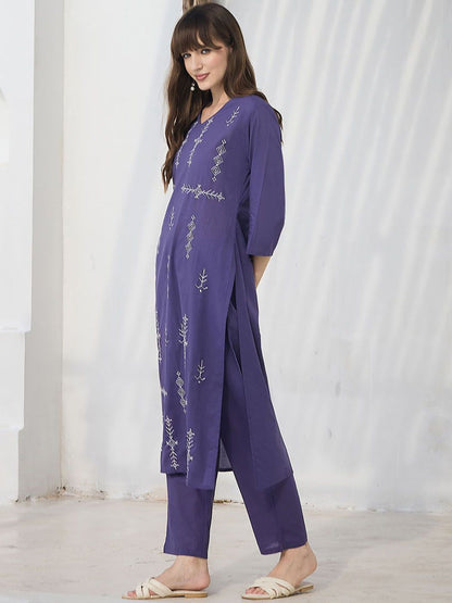 Geometric Printed Pure Cotton Kurta With Trousers