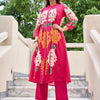 Dhiyona IE Floral Printed Pure Cotton Mandarin Collared Tunic With Trousers