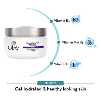 Olay Natural Aura 7 In One Night Nourishing Repair Cream - Indyancart