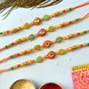 Dhiyona Unisex 4 Pieces Thread & Beaded Wraparound Rakhis