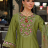 Indyancart IE Women Floral Embroidered Regular Thread Work Liva Kurta with Trousers & With Dupatta