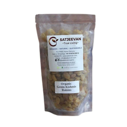 Satjeevan Organic Green Kishmis Raisins - Indyancart