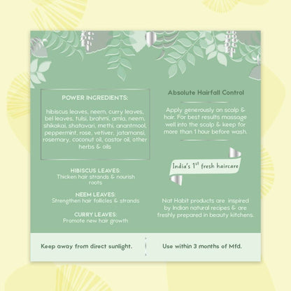Nat Habit TriLeaf Hair Fall Control Summer Dasabuti Hair Oil - Indyancart