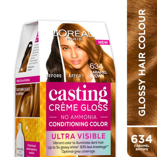 L'Oreal Paris Casting Creme Gloss Ultra Visible Conditioning Hair Color - 634 Caramel Brown - Indyancart
