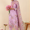 Dhiyona IE Women Floral Printed Regular Thread Work Linen Kurta with Trousers & With Dupatta
