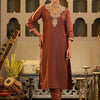 Dhiyona IE Women Solid Embroidered Kurta with Trousers