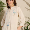 Dhiyona IE Embroidered Mandarin Collar A-Line Pure Cotton Kurta With Pants