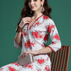 Dhiyona IE Floral Printed Mirror Work Pure Cotton Kurta with Trousers