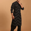 Men's Black Georgette Straight Kurta and Patiala Set