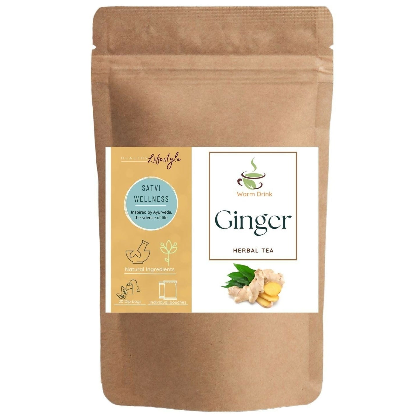 Satvi Wellness Ginger Tea Bags | Herbal Tea