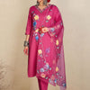 Indyancart IE Women Floral Printed and Thread Work Pure Cotton Kurta with Trousers & Dupatta
