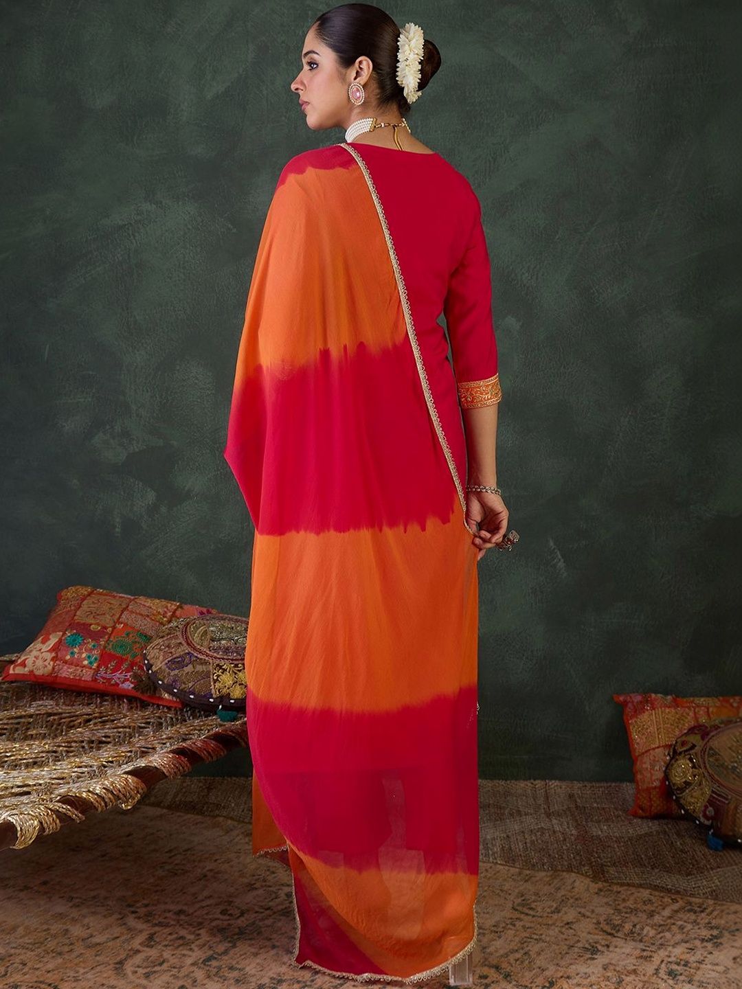 Women Ethnic Motifs Embroidered Regular Kurta with Trousers & With Dupatta