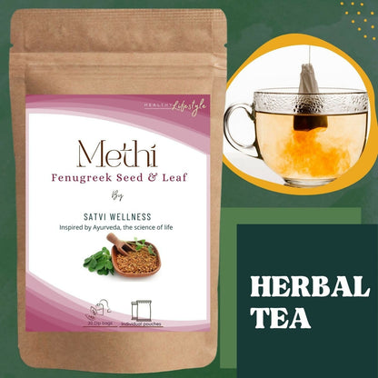 Satvi Wellness Methi Tea Bags | Fenugreek Seeds and Leaves | Herbal Tea