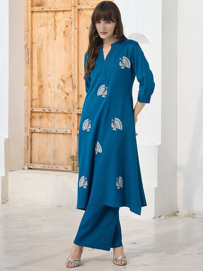 Dhiyona IE Women Ethnic Motifs Embroidered Regular Pure Cotton Kurta With Palazzos