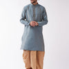 Men's Aqua Silk Blend Straight Kurta and Dhoti Set