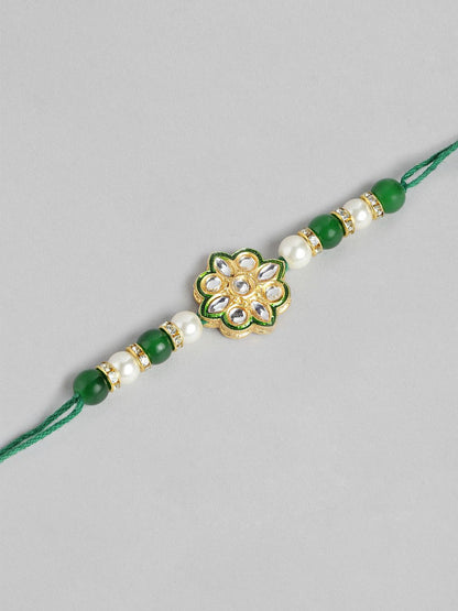 Anouk Unisex Set of 2 Beaded Bhai Bhabhi Rakhis With Roli & Chawal